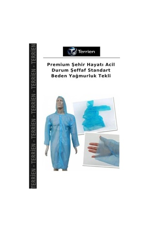Premium Şehir Hayatı Acil Durum Şeffaf Standart Beden Yağmurluk Tekli
