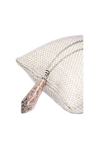 Sertifikalı Gümüş Aparatlı Doğal Rodonit Taşı Kolye Çok Renkli