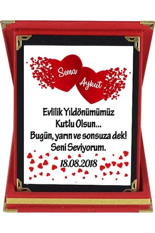 Evlilik Yıl Dönümü Hediyesi Isim Ve Tarihli Plaket