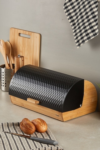 Benito Bambu Ekmek Dolabı Siyah