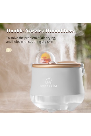Leezsing Ev Odası İçin Akıllı Çift Fönlü Nemlendirici, 3 Fön Modu, Islak Cilt Ve Rahat Uyku İçin, Taşınabilir Tutamaklı, 400ml, Beyaz