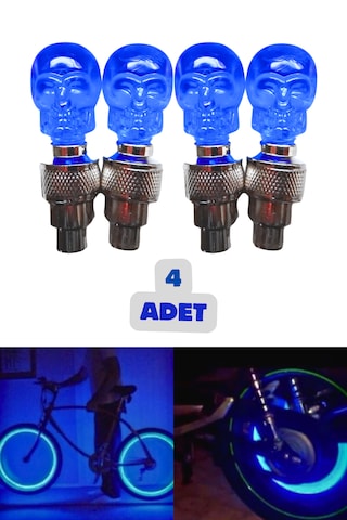 4 Adet Mavi Renk Hareket Sensörlü Led Işıklı Sibop Kafatası Lamba