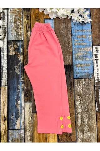 Kız Çocuk Tayt/ Somon Kapri Tayt/ Düğme Detaylı /kapri Somon
