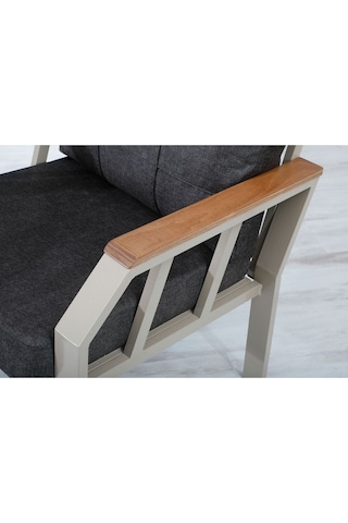 Tu Tienda Nergiz Kapiçino Metal 3 1 1 Masa Bahçe Balkon Mobilyası,koyu Gri Sütlü Kahve