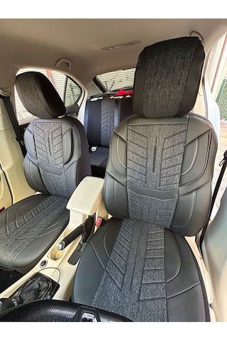Argalı Volkswagen Caddy Araca Uygun Oto Koltuk Kılıfı Üniversal Keten Ve Suni Deri Cepli Oto Koltuk Kılıf Siyah