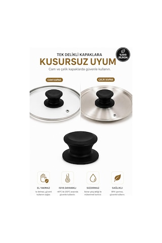 %100 Silikon Tencere Kapak Topuzu Isıya Dayanıklı Kapak Kulpu Paslanmaz Vida Ve Silikon Conta Çok Renkli