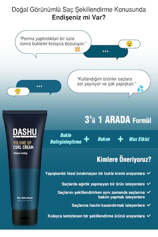 Hacim Veren, Dalgaları Belirginleştiren Saç Şekillendirici Krem Dashu Daily Volume Up Curl Cream