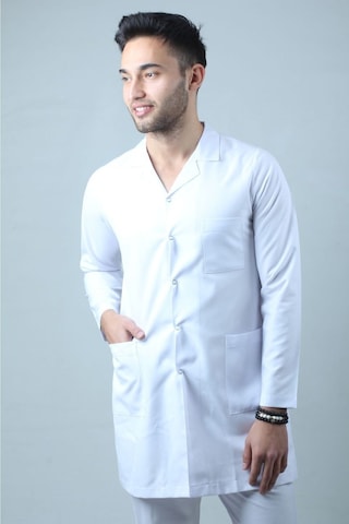Erkek Klasik Yaka Beyaz Uzun Doktor Önlük S Beden Hemşire, Eczacı Öğretmen Laboratuvar Önlüğü Beyaz