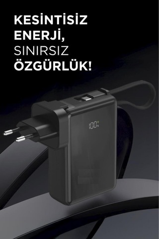 1017 10000 Mah Type-c Taşınabilir 22,5 W Hızlı Şarj Dijital Göstergeli Powerbank Beyaz