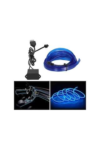 İç Araç Led Şerit Işıklar, 3 Metre Usb Araç Ortam Işığı Esnek Led Işık Şeridi Mavi Neon İç Atmosfer Işıkları Araba İç Otomotiv Araba Için Dekoratif Lamba