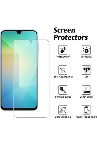 Samsung Uyumlu A26 Şeffaf Silikon Kılıf + Cam Ekran Koruyucu