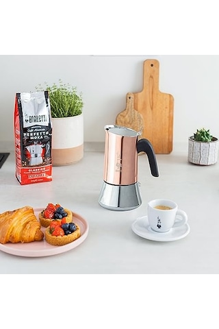 Bialetti - Venus: 2 Cups Ocak Üstü Espresso Pişirici - 85ml - Kahverengi, Gümüş Renk - Paslanmaz Çelik Gövde - Patentli Güvenlik Valfi - Tüm Ocak Türleri İçin Uygundur İndüksiyon Hariç