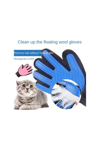 Jialan Kediler ve Köpekler İçin Pet Tımar Masaj Eldiven Fırça Mavi - Siyah