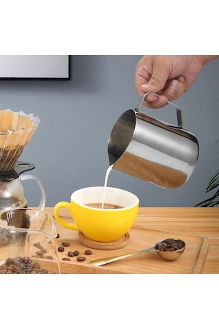 Novahub Paslanmaz Çelik Latte Köpürtücü 600ml Metal Sürahi Süt/kahve