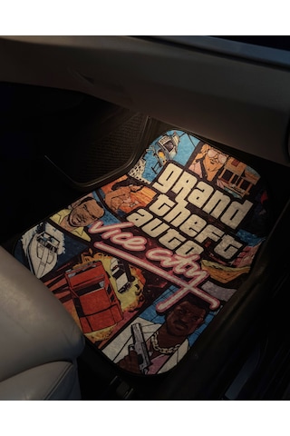 Oto Halı Paspas Kadife Yüzey Gta Baskılı Oto Paspas Seti