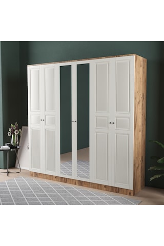 Nil 6 Kapaklı Eko Bazalı Gardırop - Mdf Kapak Aytaşı