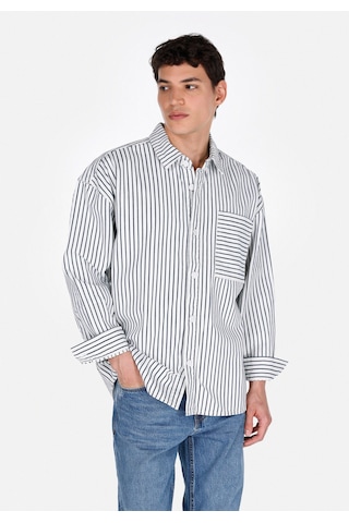 Colin's Colins Oversize Fit Klasik Yaka Çizgili Erkek Denim Uzun Kol Gömlek Cl1075128 Q1.v1 Dn03917 Denim
