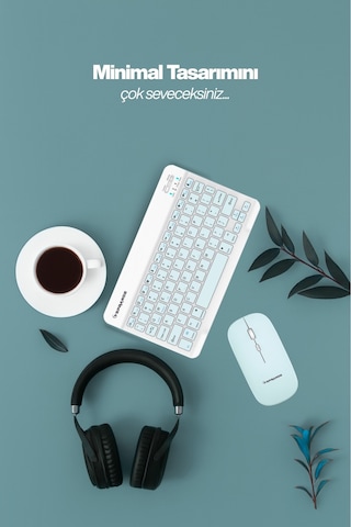 Tablet Ve Telefonlar İçin Bluetooth - Wireless Klavye Ve Mouse Set - Siyah Diğer