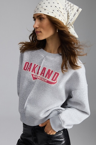 Grımelange Daleska Kadın Organik Pamuklu Yumuşacık Önü Kesikli Baskılı Yuvarlak Yaka Grimelanj Sweatshirt