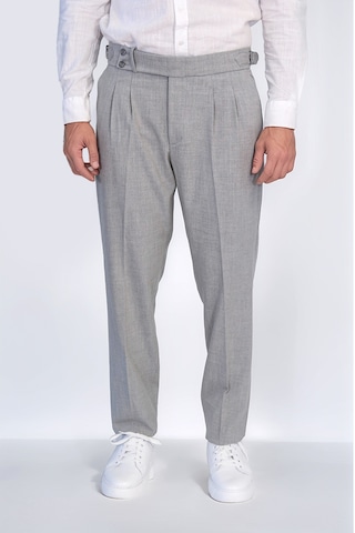 Gri Çift Pileli Tokalı Yüksek Bel Slim Fit Pantolon Wessi Gri