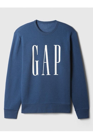 Erkek Mavi Logo Fleece Sweatshirt-13940 Lacivert