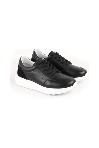 Libero L10.2255 Hakiki Deri Baskılı Ultra Hafif Kalın Eva Taban Kadın Casual Sneaker Siyah
