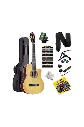 Midex Mgx-100nt-bag Üst Seviye Klasik Gitar 4/4 Sap Ayarlı Tuner Çanta Askı Capo Metod Pena