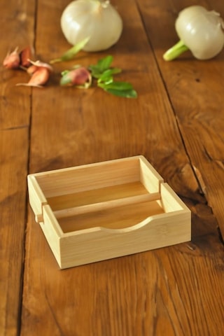 Digithome Bambu Masa Üstü Kare Yatay Peçetelik 19 Cm Kahverengi Thn76066 C1-1-18