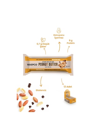 Waspco Fıstık Ezmeli Vegan Bar 40G x 12 Adet