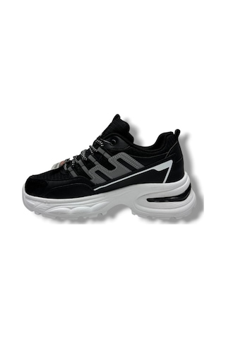 Marco Jamper 2286-26 Anorak Deri Anatomik Kadın Sneaker Siyah Beyaz Siyah