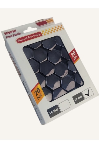 17mm Düz Parlak Füme Bijon Kapağı 20li Set+sökme Aparatı