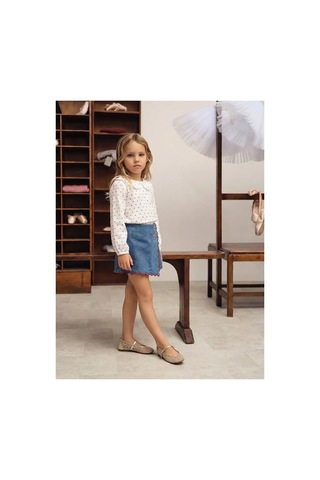 Poala Kids Cherry Denim Şort Etek Mavi