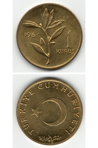 1 Kuruş 1961 Çil Eski Madeni Para