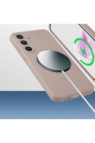 Samsung Galaxy Uyumlu S25 Fe Kılıf M-safe Şarj Özellikli Standlı Zore Samara Kapak Lacivert