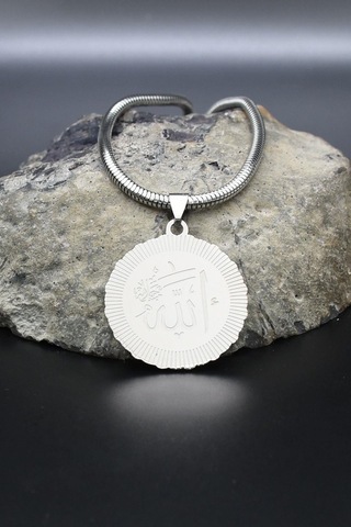 Allah Yazlı Kolye Paslanmaz Çelik Zincir 902294 Gümüş