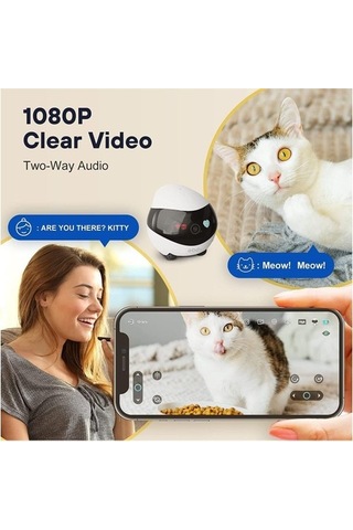 Enabot Ev Hayvanı Kamerası, Ebo Uygulamalı, 1080p Wlan Mobil Güvenlik Kamerası, İç Mekan, Gece Görüşlü