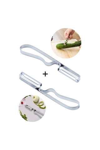 2 Adet Lüks Yan Soyacak & Sebze Domates Patates Soyacağı & Paslanmaz Çelik Soyacak Gri Diğer