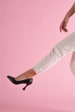 Divolya Violet Siyah Burnu Şeffaf Detaylı Günlük Kullanım Stiletto