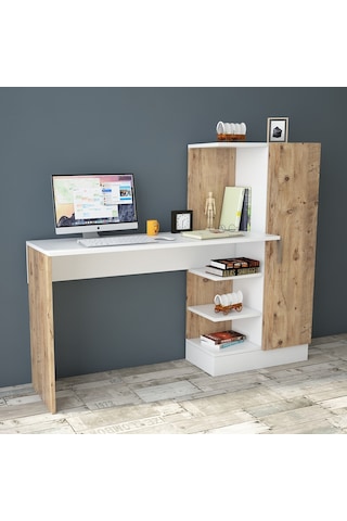 Robinhome Robin Home Arthur Kitaplıklı Çalışma Masası Çam Beyaz (468193255) Kahverengi