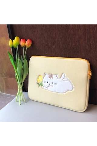 Yifomall 15 İnç Kedi Ve Lale Desenli Stylish Cihaz Koruyucu Laptop Tablet İç Çantası Diğer
