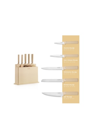 Schafer Forge Kesme Tahtası/bıçak Seti 10 Parça-krem