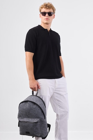 Dufy Siyah Polo Düğme Yaka Düz Renk Slim Fit Erkek Triko Siyah