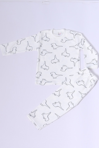 Hçm Bebek Pamuk Pijama Takımı Tenkli Baskılı Bisiklet Yaka A2 Krem