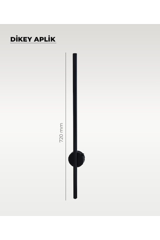 Şarjlı Siyah Dikey Aplik 3200k Sarı Işık Elektrik Gerektirmez Siyah