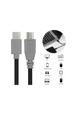 Type-c To Mikro Usb Kablosu, Usb Tip C - Mikro Usb Otg Kablosu Erkek - Erkek Şarj Veri İletimi, 1 Metre Kablo Zr797-1m Kablo