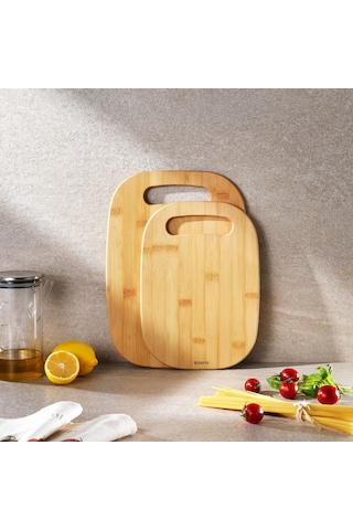 Schafer Woodart 2 Li Oval Tutacaklı Kesme Tahtası Sarı