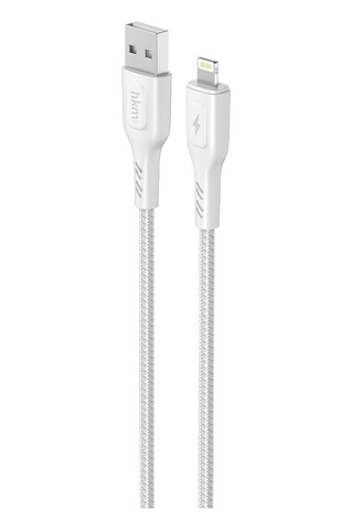 Knıt 2a Çıkış, Usb-a To Lightning Şarj Ve Data Aktarım Kablosu, Örgü Tasarım, 1 Metre, Beyaz