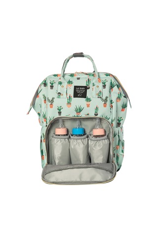 Lal Baby Kaktüs Desenli Su Yeşili Anne Bebek Bakım Sırt Çantası Çok Renkli