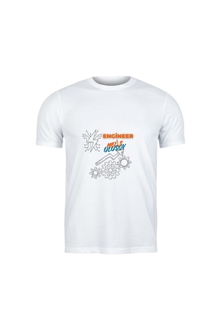 Kişiye Özel Mühendis Tişört - "engineer İsim Soyisim " Tasarımlı Beyaz Unisex Tişört Beyaz