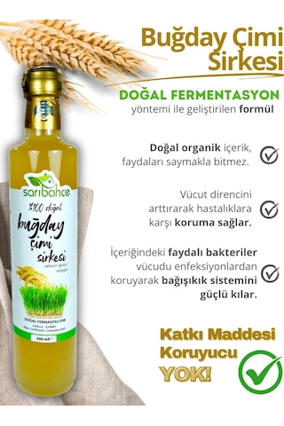 Buğday Çimi Sirkesi 500 Ml 2'li Paket - Organik Doğal Fermantasyon